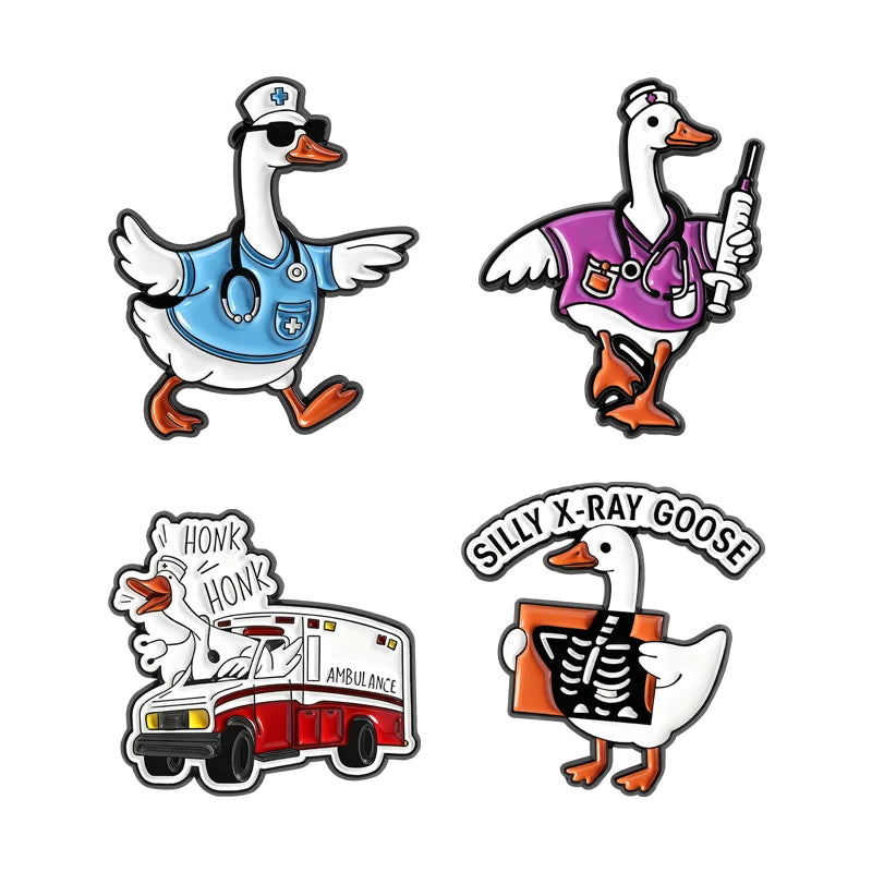 Silly Goose Ducktor Enamel Pins for Badge Reel