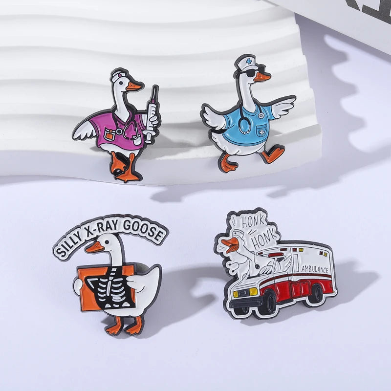 Silly Goose Ducktor Enamel Pins for Badge Reel