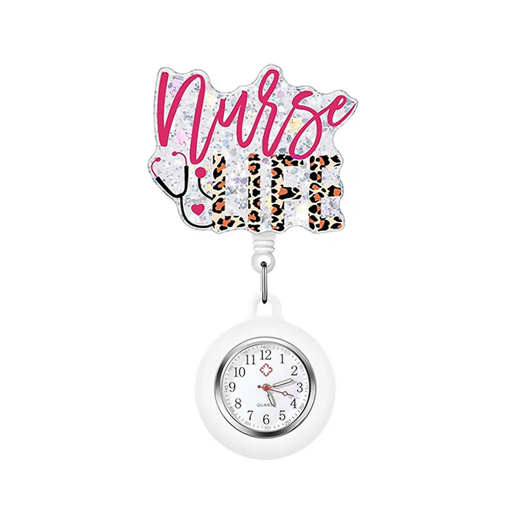 New Acrylic Retractable Nurse Badge Reel +Clock!