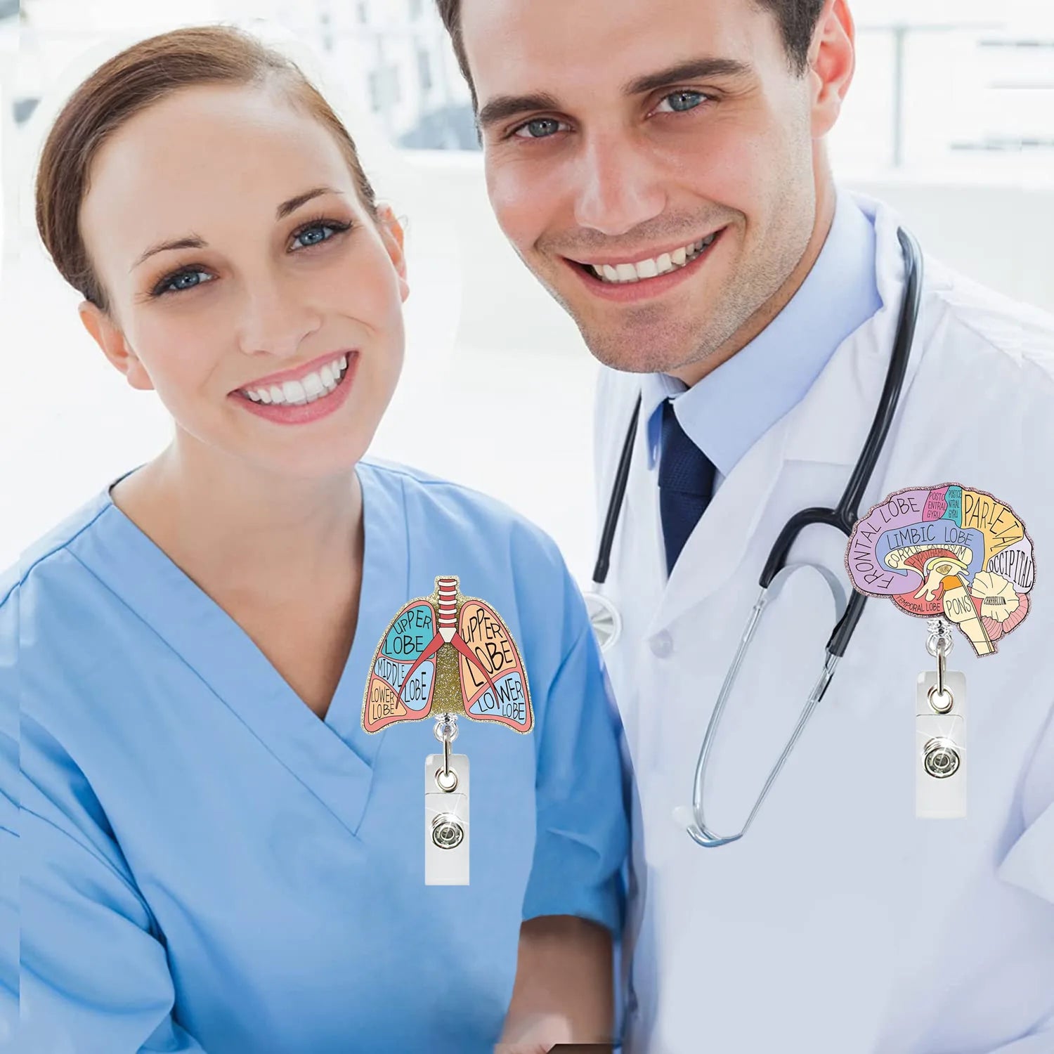 Medical  Acrylic Nurse Badge Reel Retractable With 360 Rotating Alligator Clip