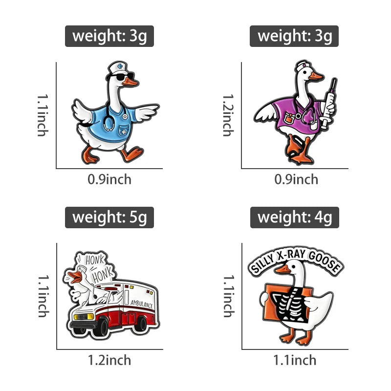 Silly Goose Ducktor Enamel Pins for Badge Reel