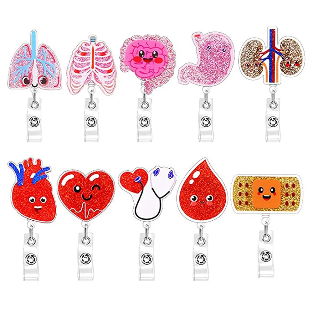 Cartoon Retractable Nurse Badge Reel Clip Badge Holder Students Doctor ID Card Holder Keychain Gift