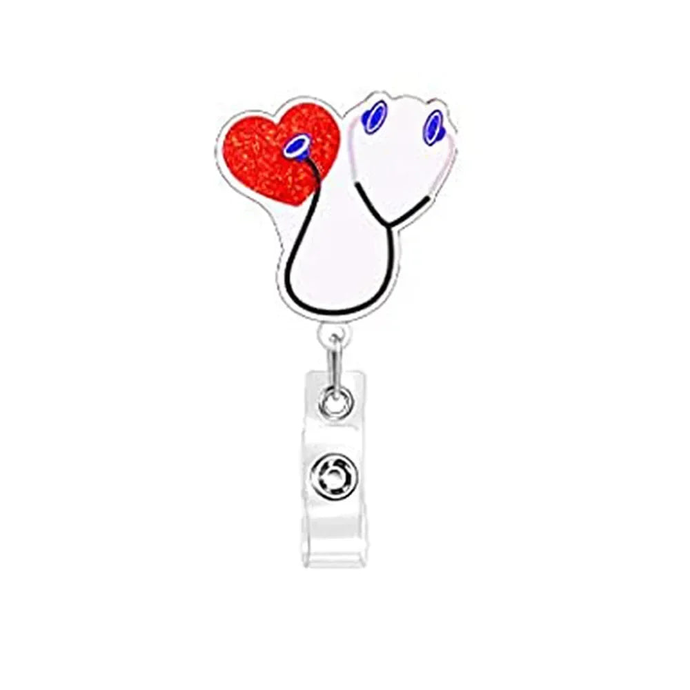 Cartoon Retractable Nurse Badge Reel Clip Badge Holder Students Doctor ID Card Holder Keychain Gift