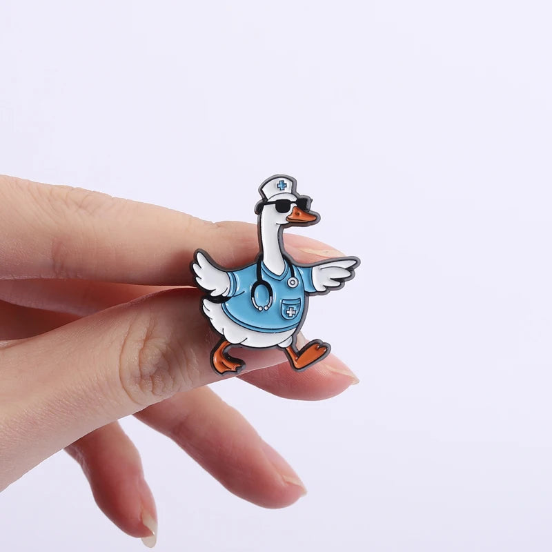 Silly Goose Ducktor Enamel Pins for Badge Reel