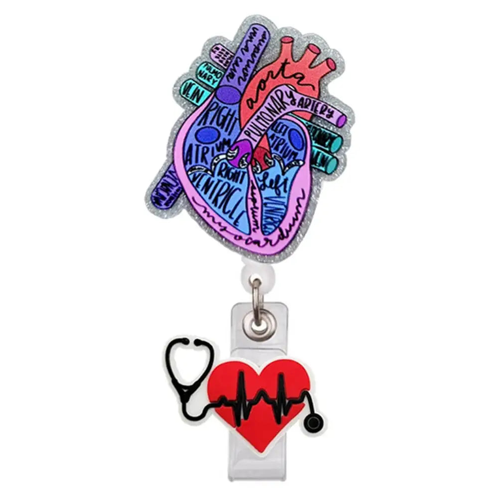 New Acrylic Retractable Nurse Badge Reel +Clock!