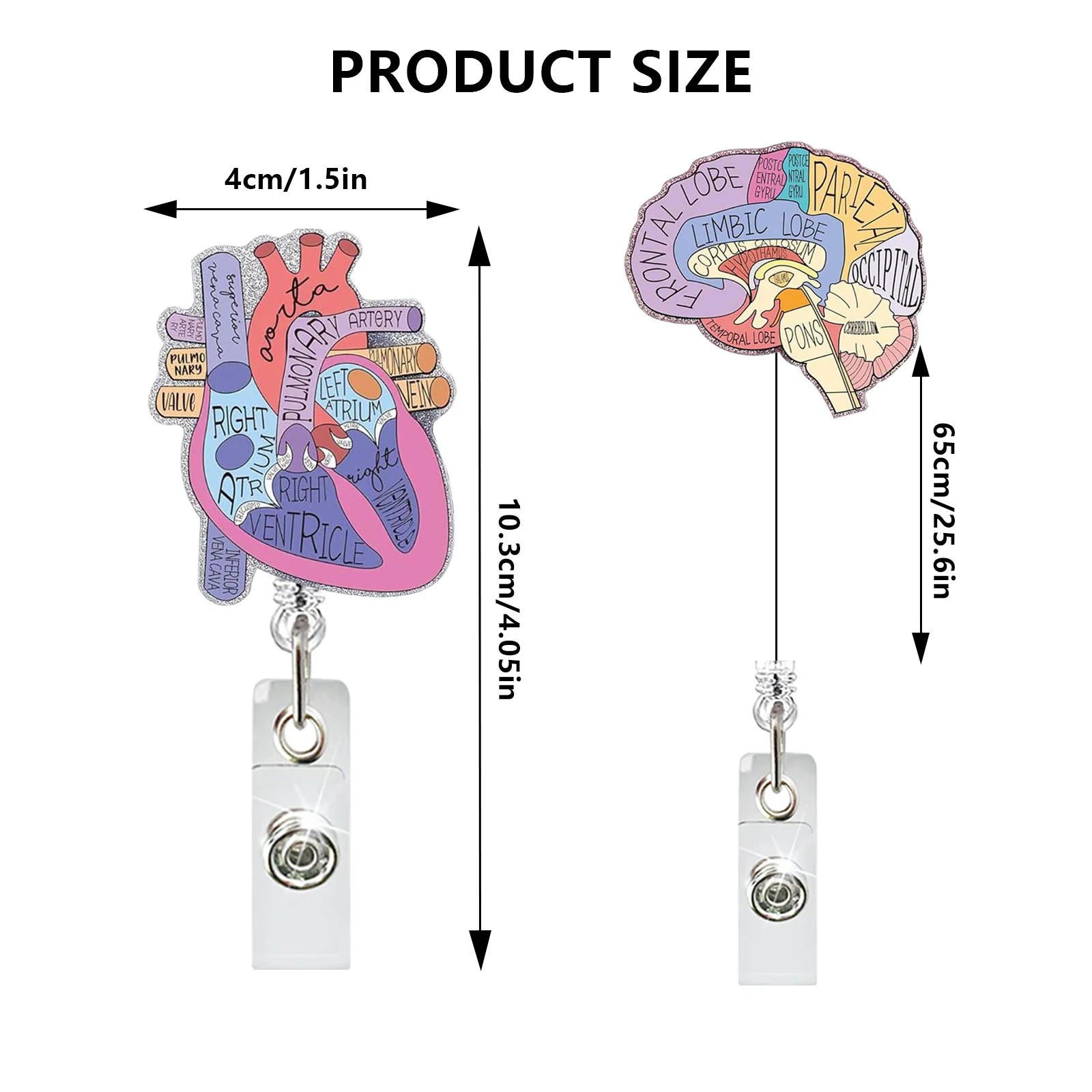 Medical  Acrylic Nurse Badge Reel Retractable With 360 Rotating Alligator Clip