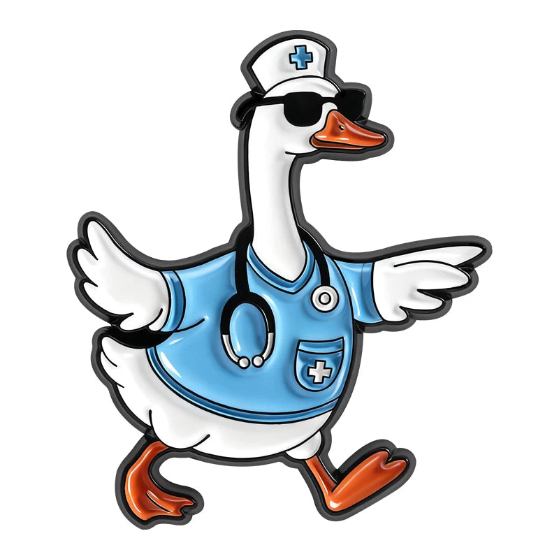 Silly Goose Ducktor Enamel Pins for Badge Reel