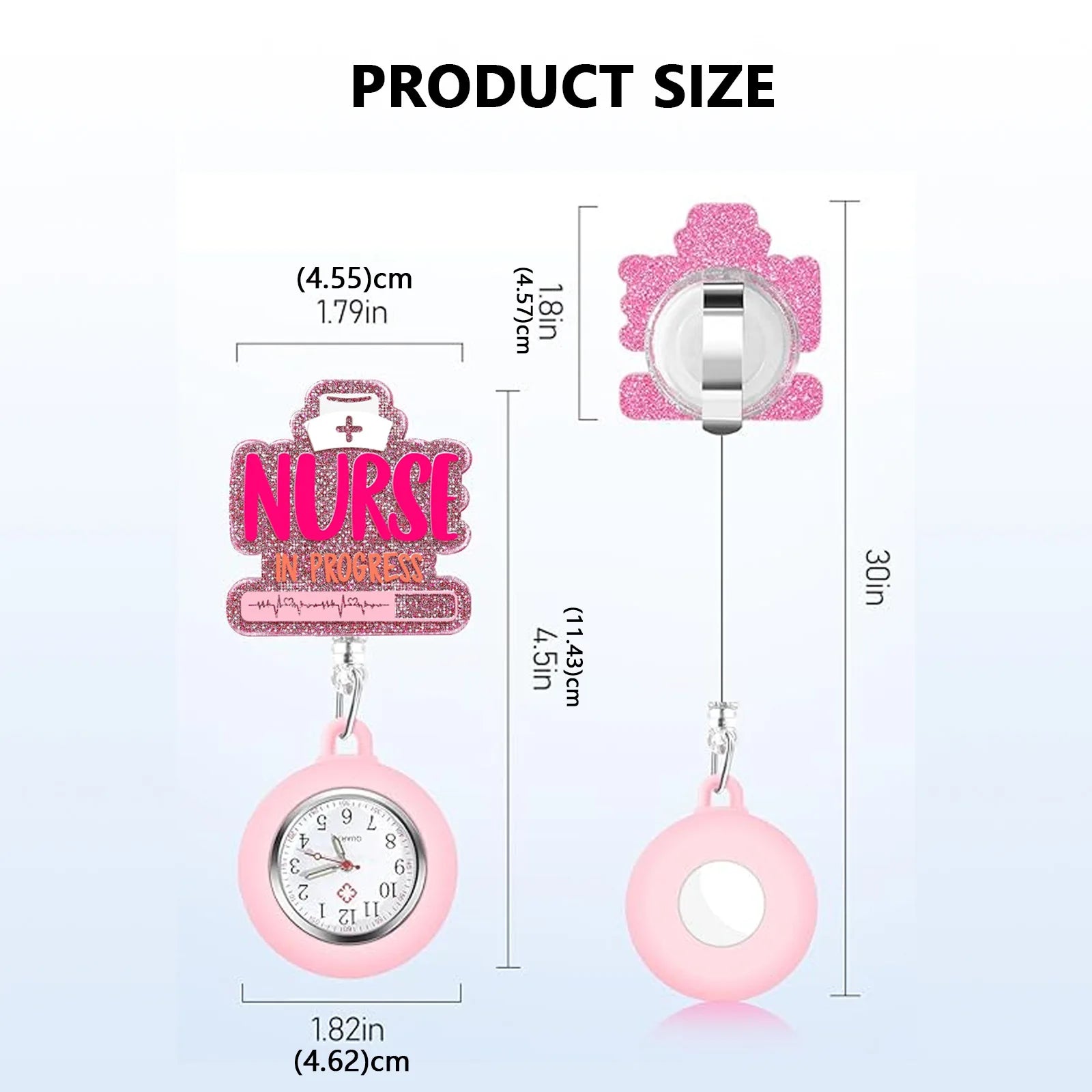New Acrylic Retractable Nurse Badge Reel +Clock!