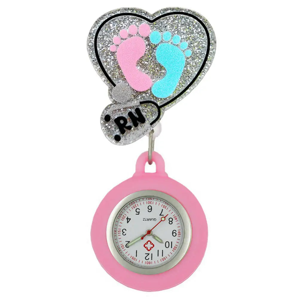 New Acrylic Retractable Nurse Badge Reel +Clock!