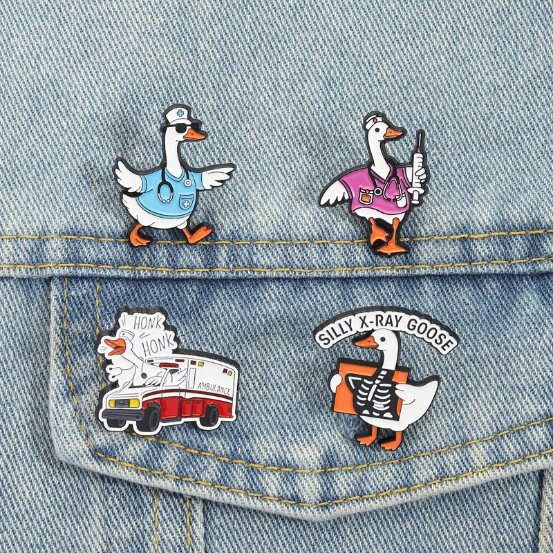 Silly Goose Ducktor Enamel Pins for Badge Reel