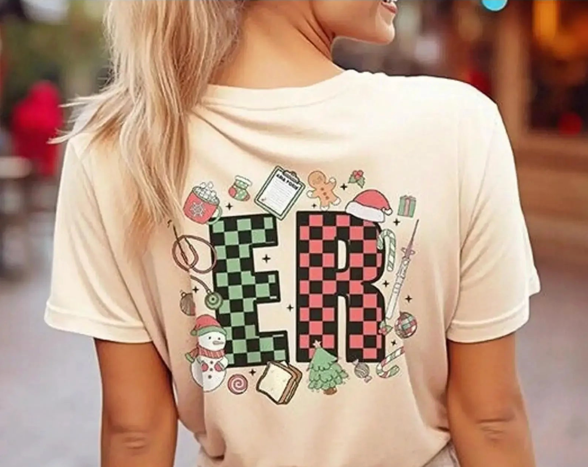 ER Nurse Christmas T Shirt Retro