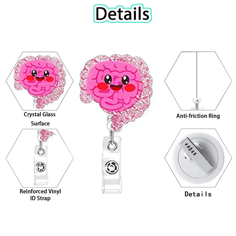 Cartoon Retractable Nurse Badge Reel Clip Badge Holder Students Doctor ID Card Holder Keychain Gift