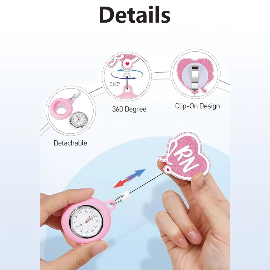 New Acrylic Retractable Nurse Badge Reel +Clock!