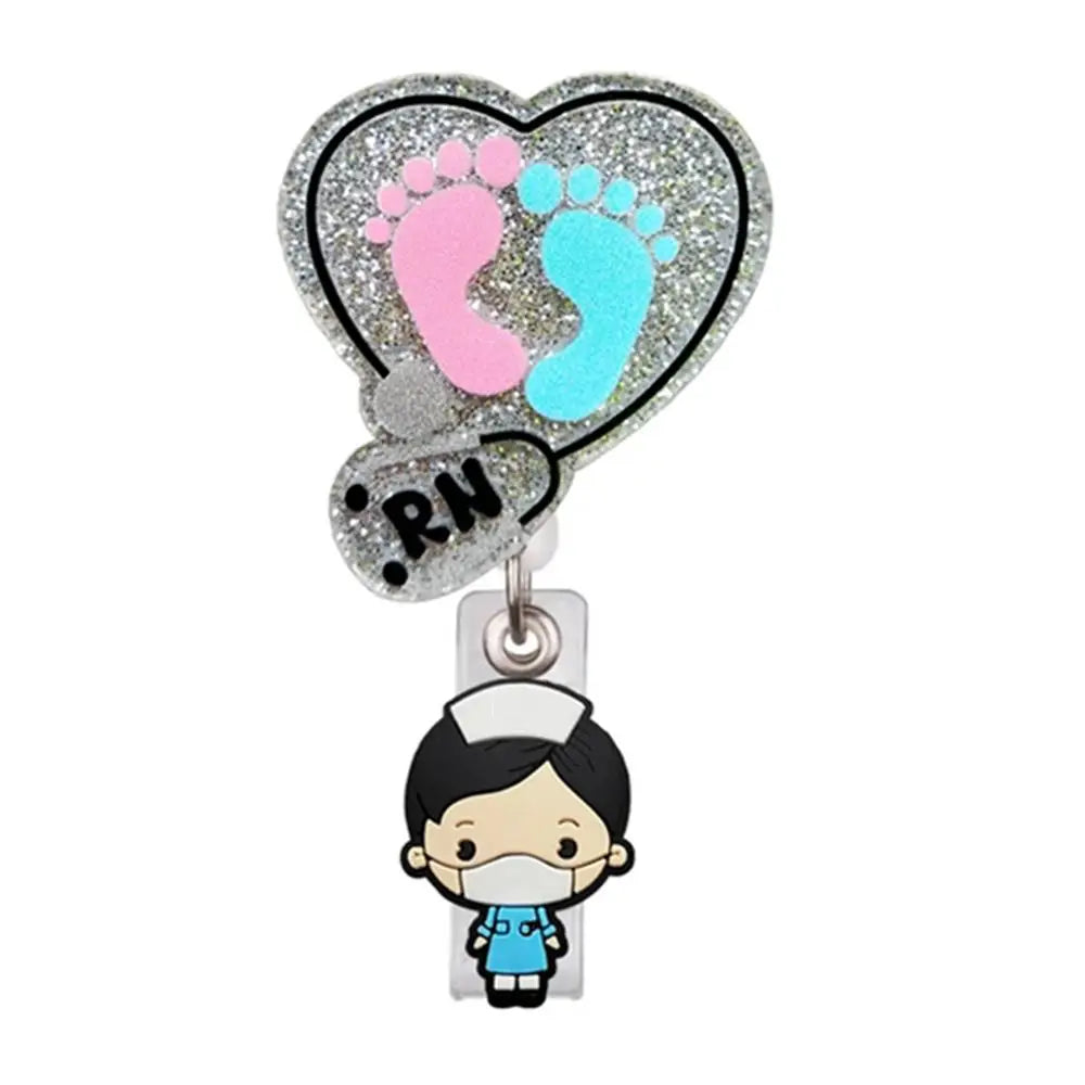 New Acrylic Retractable Nurse Badge Reel +Clock!