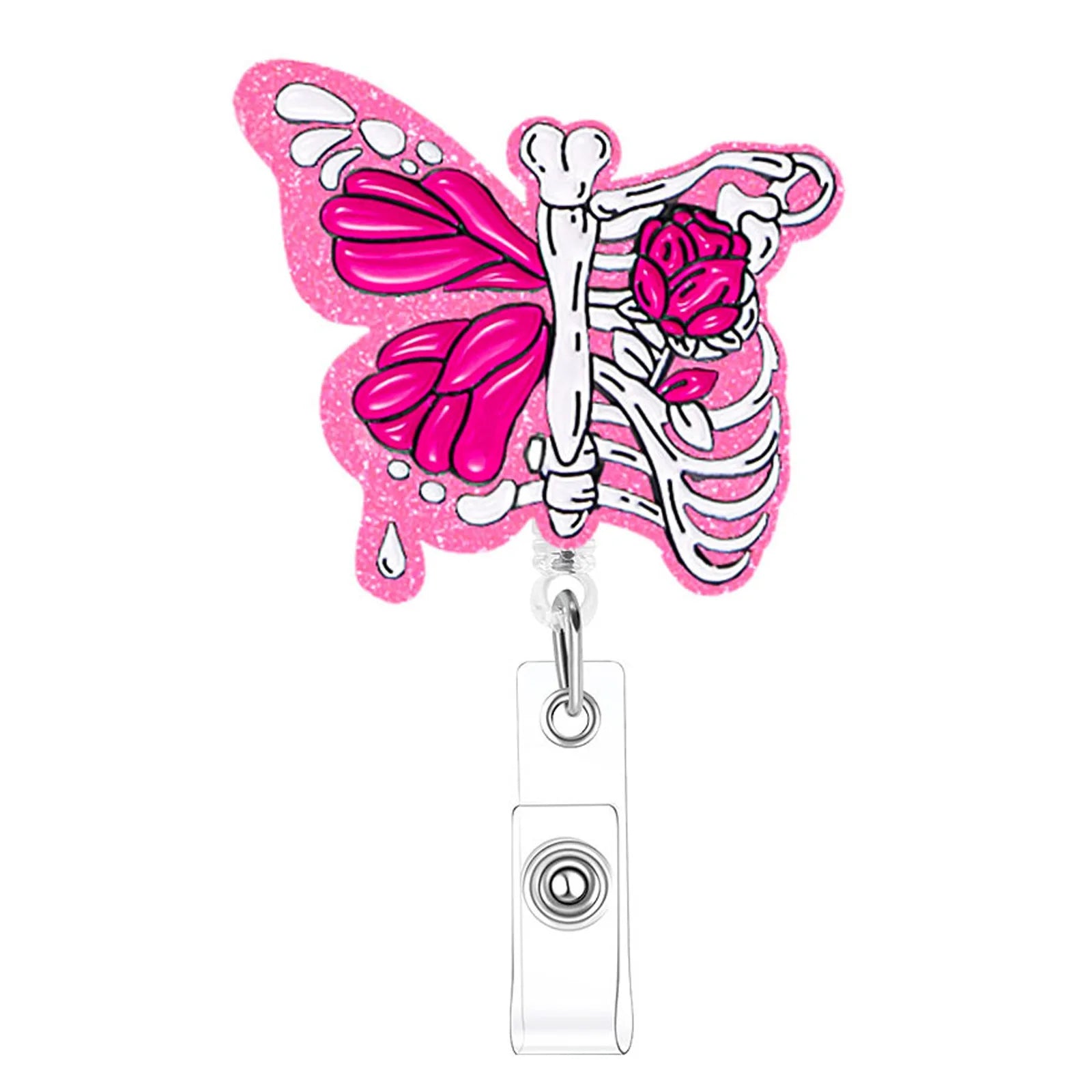 Medical  Acrylic Nurse Badge Reel Retractable With 360 Rotating Alligator Clip