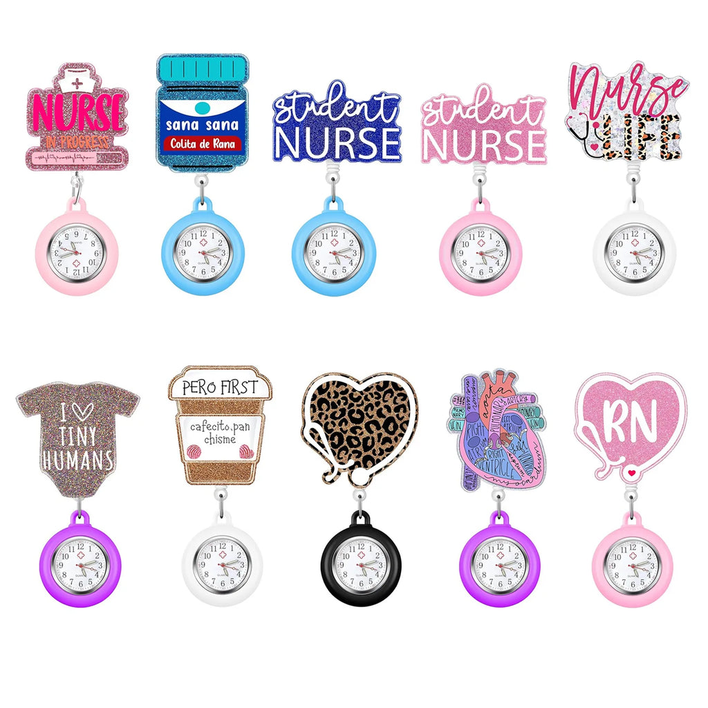 New Acrylic Retractable Nurse Badge Reel +Clock!