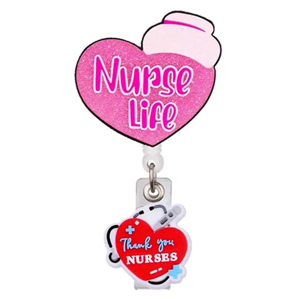 New Acrylic Retractable Nurse Badge Reel +Clock!